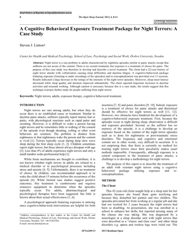 A Cognitive Behavioral Exposure Treatment Package for Night Terrors: a Case Study