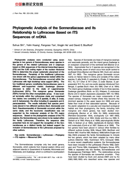 Phylogenetic Analysis of the Sonneratiaceae and Its Relationship to Lythraceae Based on ITS Sequences of Nrdna