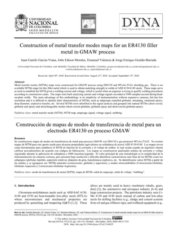 Construction of Metal Transfer Modes Maps for an ER4130 Filler Metal in GMAW Process