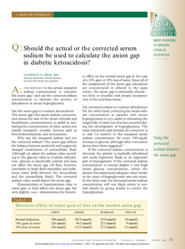 Should the Actual Or the Corrected Serum Sodium Be Used to Calculate the Anion Gap in Diabetic Ketoacidosis?