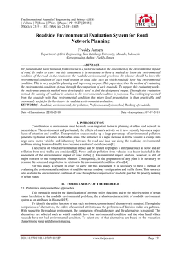 Roadside Environmental Evaluation System for Road Network Planning