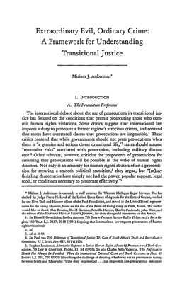 Extraordinary Evil, Ordinary Crime: a Framework for Understanding Transitional Justice