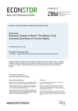 The Effects of US Economic Sanctions on Human Rights