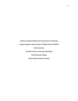 1 Utilizing Cognitive Behavioral Interventions to Positively Impact