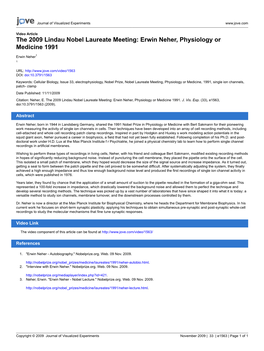 The 2009 Lindau Nobel Laureate Meeting: Erwin Neher, Physiology Or Medicine 1991