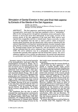 Stimulation of Genital Eversion in the Land Snail Helix Aspersa by Extracts of the Glands of the Dart Apparatus DANIEL J.D