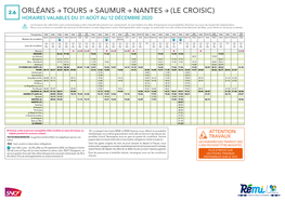 2.6 Orléans Tours Saumur Nantes (Le Croisic) Horaires Valables Du 31 Août Au 12 Décembre 2020