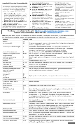 Household Chemical Disposal Guide  Read and Follow Label Instructions