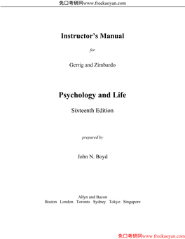 Psychology and Life