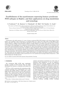 Establishment of the Transformants Expressing Human Cytochrome P450 Subtypes in Hepg2, and Their Applications on Drug Metabolism and Toxicology