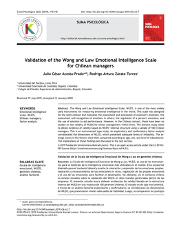 Validation of the Wong and Law Emotional Intelligence Scale for Chilean Managers