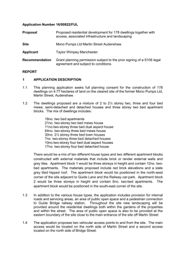 Application Number 16/00822/FUL Proposal Proposed Residential Development for 178 Dwellings Together with Access, Associated