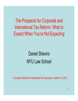 The Prospects for Corporate and International Tax Reform: What to Expect When You’Re Not Expecting