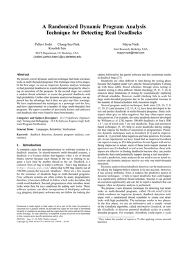 A Randomized Dynamic Program Analysis Technique for Detecting Real Deadlocks