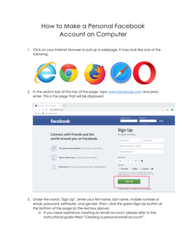 How to Make a Personal Facebook Account on Computer