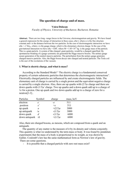 The Question of Charge and of Mass