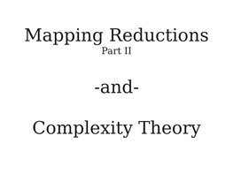 Complexity Theory