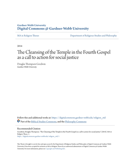 The Cleansing of the Temple in the Fourth Gospel As a Call to Action for Social Justice