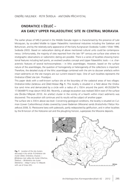 Ondratice I/Želeč – an Early Upper Palaeolithic Site in Central Moravia