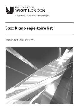 Jazz Piano Repertoire List