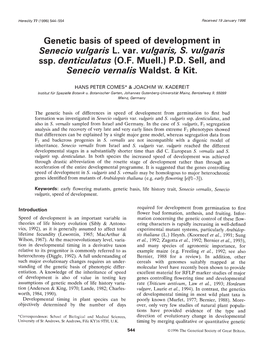 Genetic Basis of Speed of Development in Senecio Vulgaris L