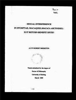 Sexual Interference in Stumptail Macaques, and Where Qtpropriate, Data on Their Affiliatioa and Dominance