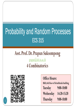 Probability and Random Processes ECS 315