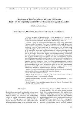 Anatomy of Zetela Alphonsi Vilvens, 2002 Casts Doubt on Its Original Placement Based on Conchological Characters