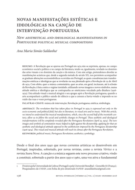 Novas Manifestações Estéticas E Ideológicas Na Canção De