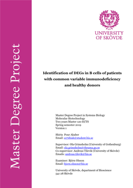 Identification of Degs in B Cells of Patients with Common Variable