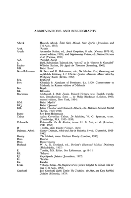 Abbreviations and Bibliography