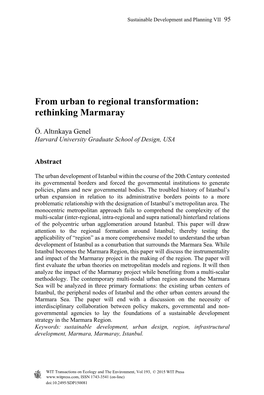 From Urban to Regional Transformation: Rethinking Marmaray