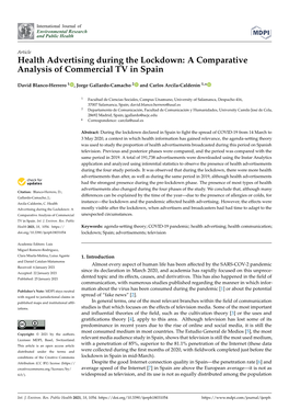 Health Advertising During the Lockdown: a Comparative Analysis of Commercial TV in Spain