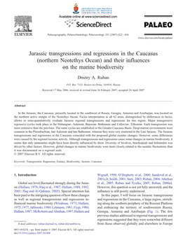 Jurassic Transgressions and Regressions in the Caucasus (Northern Neotethys Ocean) and Their Influences on the Marine Biodiversity