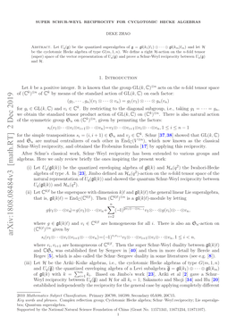 Arxiv:1808.08484V3 [Math.RT] 2 Dec 2019 Upre Ytentoa Aua Cec Onaino Hn (G China of Foundation Science Natural National the by Supported Superalgebra