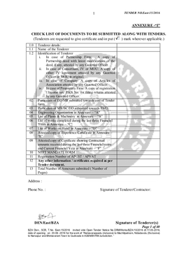 Signature of Tenderer(S) Page 1 of 40 BZA Divn., SCR, T.No