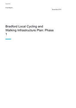 Bradford Local Cycling and Walking Infrastructure Plan: Phase 1