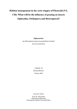 What Will Be the Influence of Grazing on Insects (Sphecidae, Orthoptera and Heteroptera)?