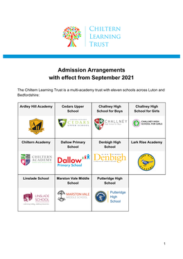 Admission Arrangements with Effect from September 2021