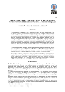 Local Amplification Effects Recorded by a Local Strong Motion Network During the 1997 Umbria-Marche Earthquake