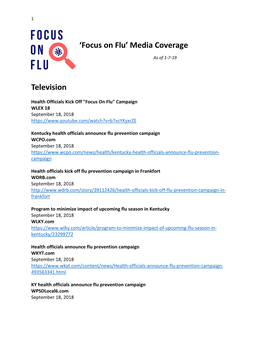 'Focus on Flu' Media Coverage Television