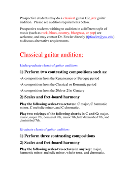 Guitar Audition Requirements
