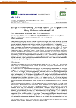 Exergy Recovery During Liquefied Natural Gas Regasification