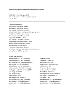 2019 Snowboarding Sport Committee Meeting Minutes ______U.S