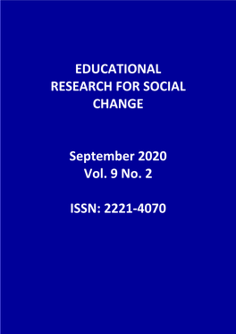 EDUCATIONAL RESEARCH for SOCIAL CHANGE September 2020