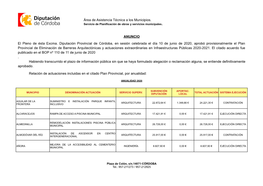 Anuncio Aprobación Definitiva Actuaciones Plan Provincial Eliminación Barreras Arquitectónicas 2020-2021