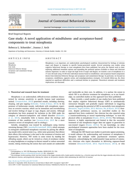 And Acceptance-Based Components to Treat Misophonia