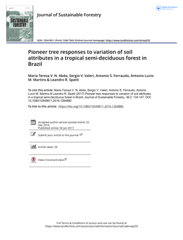 Pioneer Tree Responses to Variation of Soil Attributes in a Tropical Semi-Deciduous Forest in Brazil