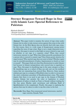 Sterner Response Toward Rape in Line with Islamic Law: Special Reference to Pakistan