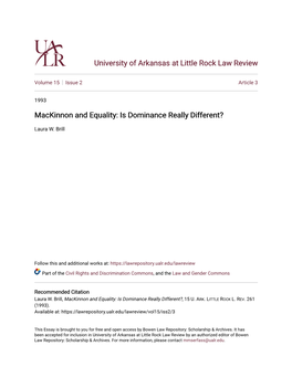 Mackinnon and Equality: Is Dominance Really Different?